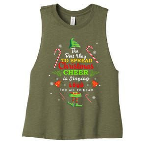 Spread christmas cheer is singing loud xmas Elf pajama Women's Racerback Cropped Tank