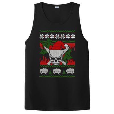 Skull Chef Culinary Gangster Ugly Christmas Santa Hat Xmas Gift PosiCharge Competitor Tank