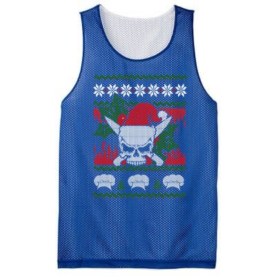 Skull Chef Culinary Gangster Ugly Christmas Santa Hat Xmas Gift Mesh Reversible Basketball Jersey Tank