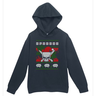 Skull Chef Culinary Gangster Ugly Christmas Santa Hat Xmas Gift Urban Pullover Hoodie