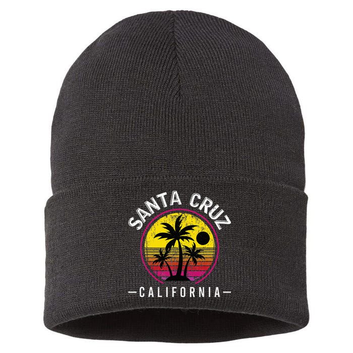 Santa Cruz California Sunset 70s 80s Surfer Summer Sun Sustainable Knit Beanie