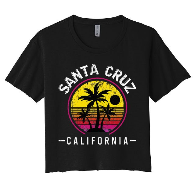 Santa Cruz California Sunset 70s 80s Surfer Summer Sun Crop Top