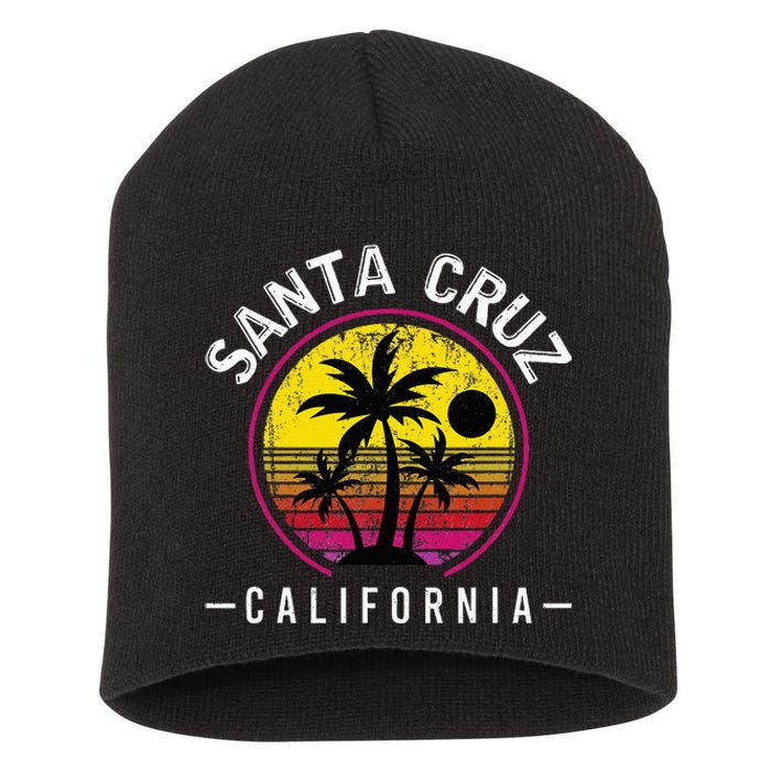 Santa Cruz California Sunset 70s 80s Surfer Summer Sun Short Acrylic Beanie