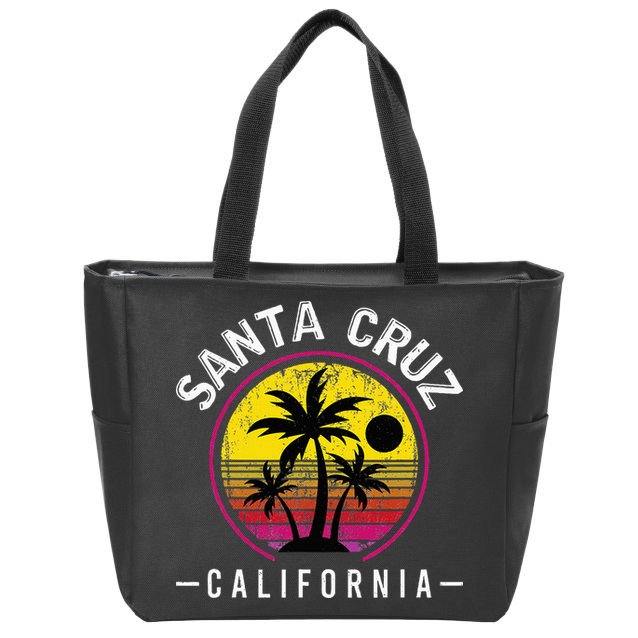 Santa Cruz California Sunset 70s 80s Surfer Summer Sun Zip Tote Bag