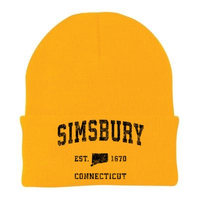 Simsbury Connecticut Ct Vintage Athletic Sports Knit Cap Winter Beanie