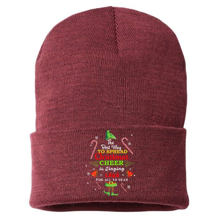 Spread Christmas Cheer Is Singing Loud Xmas Elf Pajama Sustainable Knit Beanie