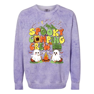 Spooky Camping Crew Halloween Cute Boo Ghost Colorblast Crewneck Sweatshirt