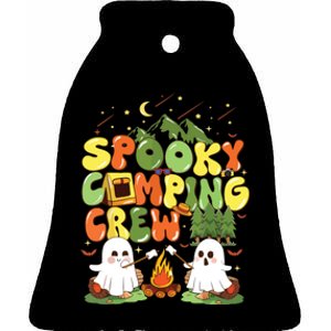 Spooky Camping Crew Halloween Cute Boo Ghost Ceramic Bell Ornament