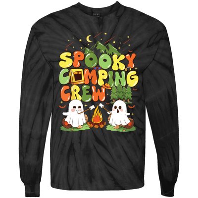 Spooky Camping Crew Halloween Cute Boo Ghost Tie-Dye Long Sleeve Shirt