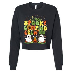 Spooky Camping Crew Halloween Cute Boo Ghost Cropped Pullover Crew