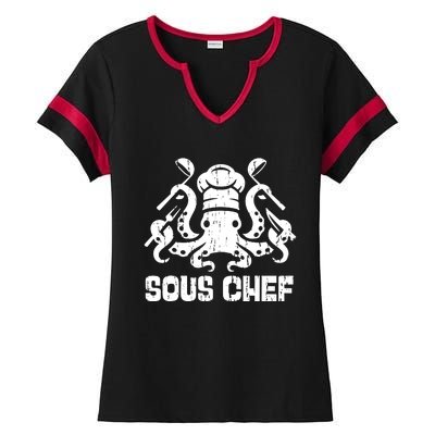 Sous Chef Culinary Octopus Kitchen Ladies Halftime Notch Neck Tee