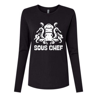 Sous Chef Culinary Octopus Kitchen Womens Cotton Relaxed Long Sleeve T-Shirt