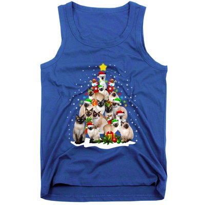 Siamese Cats Christmas Tree Santa Kitten Cute Cat Siamese Gift Tank Top