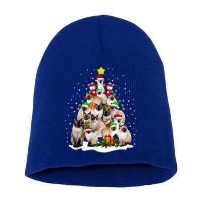 Siamese Cats Christmas Tree Santa Kitten Cute Cat Siamese Gift Short Acrylic Beanie