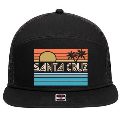 Santa Cruz California Sunset 70s 80s Surfer Summer 7 Panel Mesh Trucker Snapback Hat