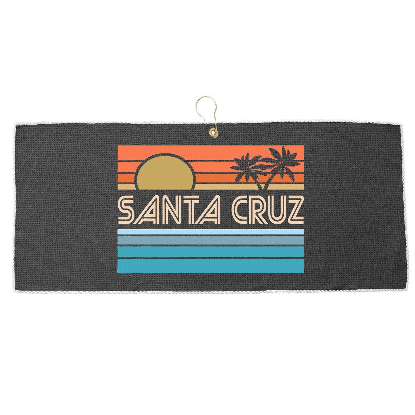 Santa Cruz California Sunset 70s 80s Surfer Summer Large Microfiber Waffle Golf Towel
