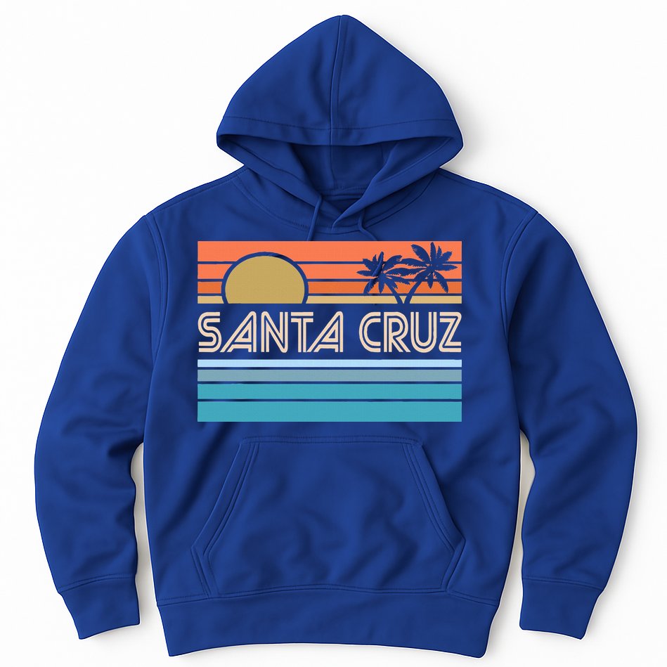 Santa Cruz California Sunset 70s 80s Surfer Summer Hoodie