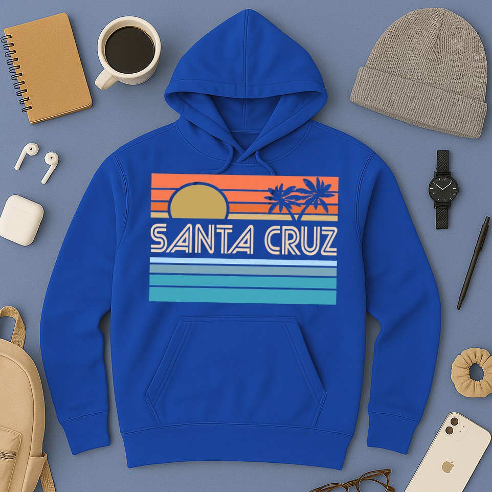 Santa Cruz California Sunset 70s 80s Surfer Summer Hoodie