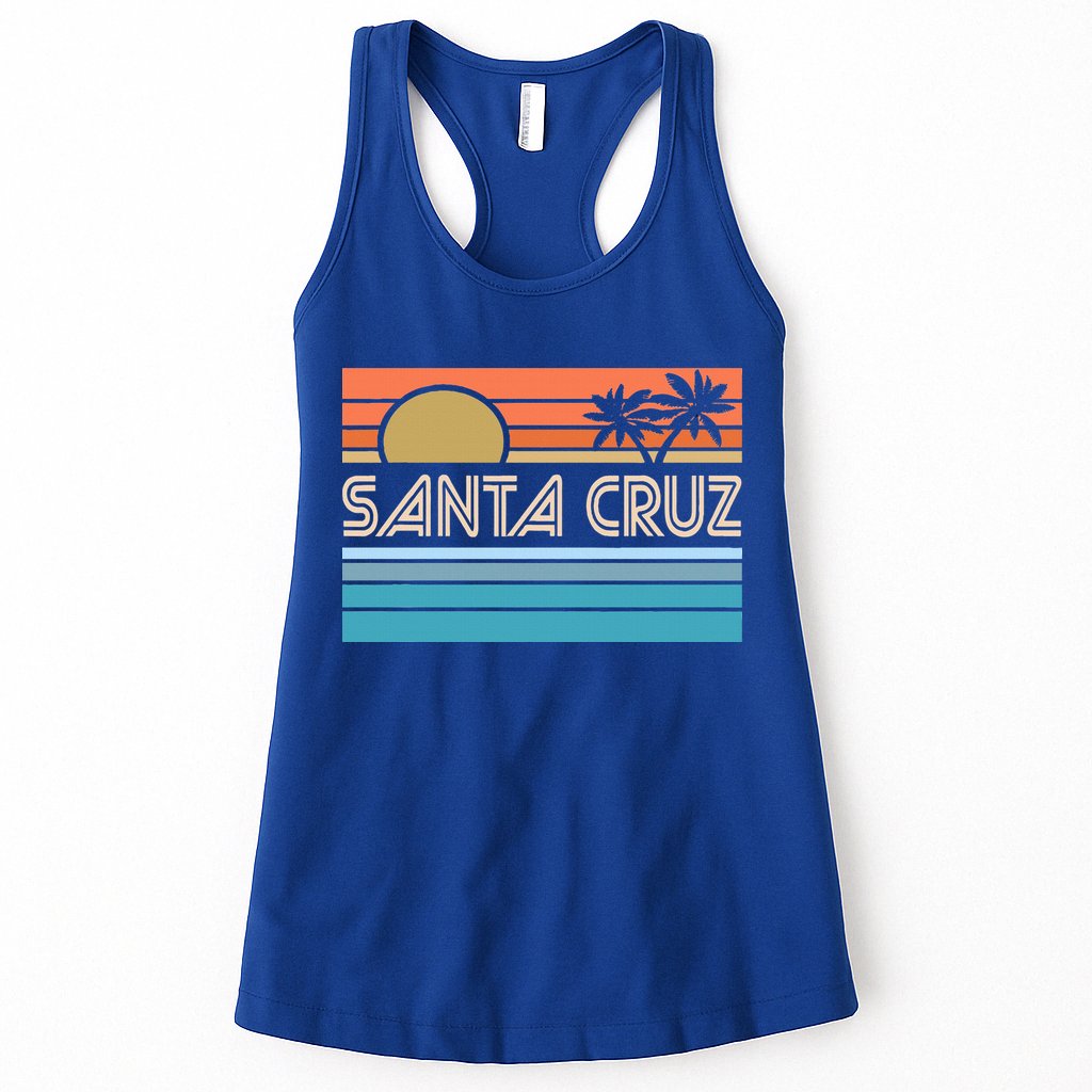 Santa Cruz California Sunset 70s 80s Surfer Summer Womens Tank Top