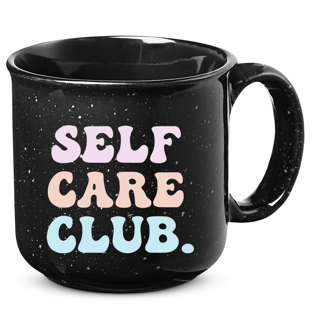 Self Care Club Mental Health Pastel Bubble Positive Cute Hoodie 15oz Campfire Ceramic Mug