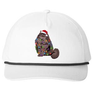 Siberian Cat Christmas Lights Xmas Cat Lover Santa Hat Gift Snapback Five-Panel Rope Hat