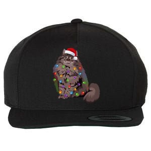 Siberian Cat Christmas Lights Xmas Cat Lover Santa Hat Gift Wool Snapback Cap