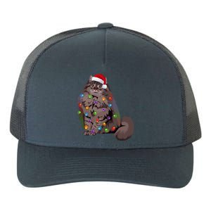 Siberian Cat Christmas Lights Xmas Cat Lover Santa Hat Gift Yupoong Adult 5-Panel Trucker Hat