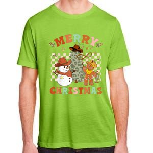 Santa Claus Cowboy Hat Merry Christmas Y'all Western Retro  Adult ChromaSoft Performance T-Shirt