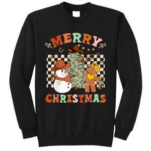 Santa Claus Cowboy Hat Merry Christmas Y'all Western Retro  Sweatshirt