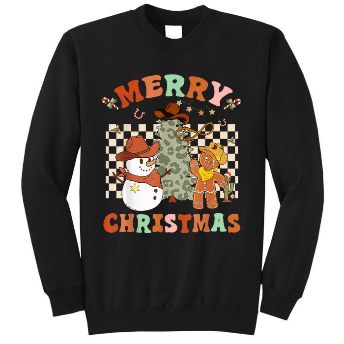 Santa Claus Cowboy Hat Merry Christmas Y'all Western Retro  Sweatshirt