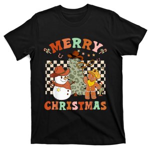 Santa Claus Cowboy Hat Merry Christmas Y'all Western Retro  T-Shirt