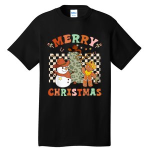 Santa Claus Cowboy Hat Merry Christmas Y'all Western Retro  Tall T-Shirt