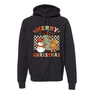 Santa Claus Cowboy Hat Merry Christmas Y'all Western Retro  Premium Hoodie