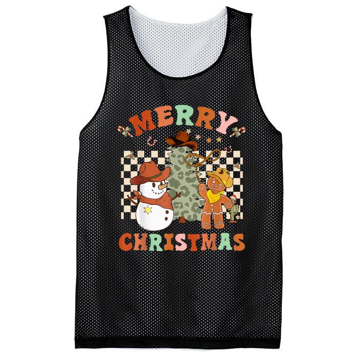 Santa Claus Cowboy Hat Merry Christmas Y'all Western Retro  Mesh Reversible Basketball Jersey Tank