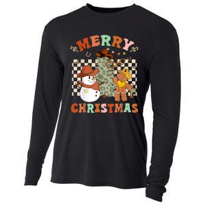 Santa Claus Cowboy Hat Merry Christmas Y'all Western Retro  Cooling Performance Long Sleeve Crew