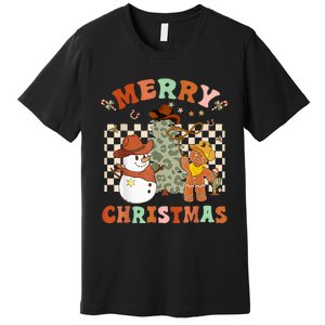 Santa Claus Cowboy Hat Merry Christmas Y'all Western Retro  Premium T-Shirt