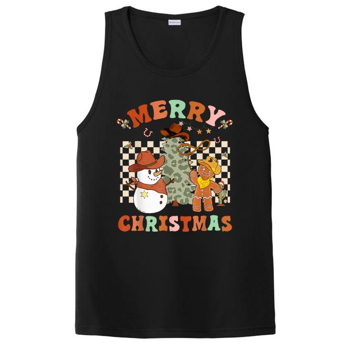 Santa Claus Cowboy Hat Merry Christmas Y'all Western Retro  PosiCharge Competitor Tank