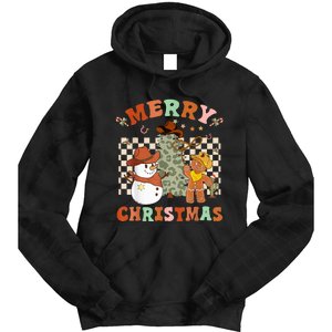 Santa Claus Cowboy Hat Merry Christmas Y'all Western Retro  Tie Dye Hoodie