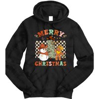 Santa Claus Cowboy Hat Merry Christmas Y'all Western Retro  Tie Dye Hoodie