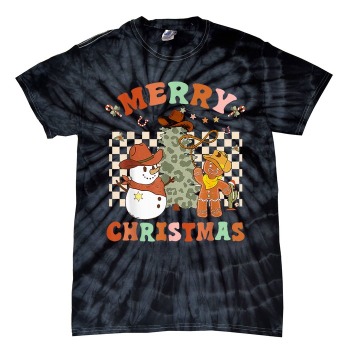 Santa Claus Cowboy Hat Merry Christmas Y'all Western Retro  Tie-Dye T-Shirt