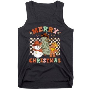 Santa Claus Cowboy Hat Merry Christmas Y'all Western Retro  Tank Top