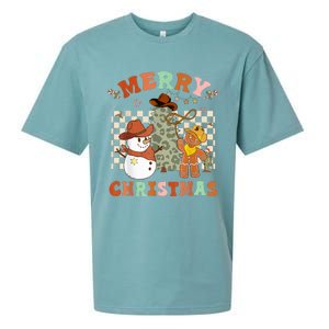 Santa Claus Cowboy Hat Merry Christmas Y'all Western Retro  Sueded Cloud Jersey T-Shirt