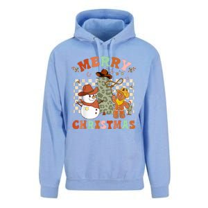 Santa Claus Cowboy Hat Merry Christmas Y'all Western Retro  Unisex Surf Hoodie