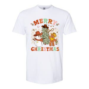 Santa Claus Cowboy Hat Merry Christmas Y'all Western Retro  Softstyle CVC T-Shirt