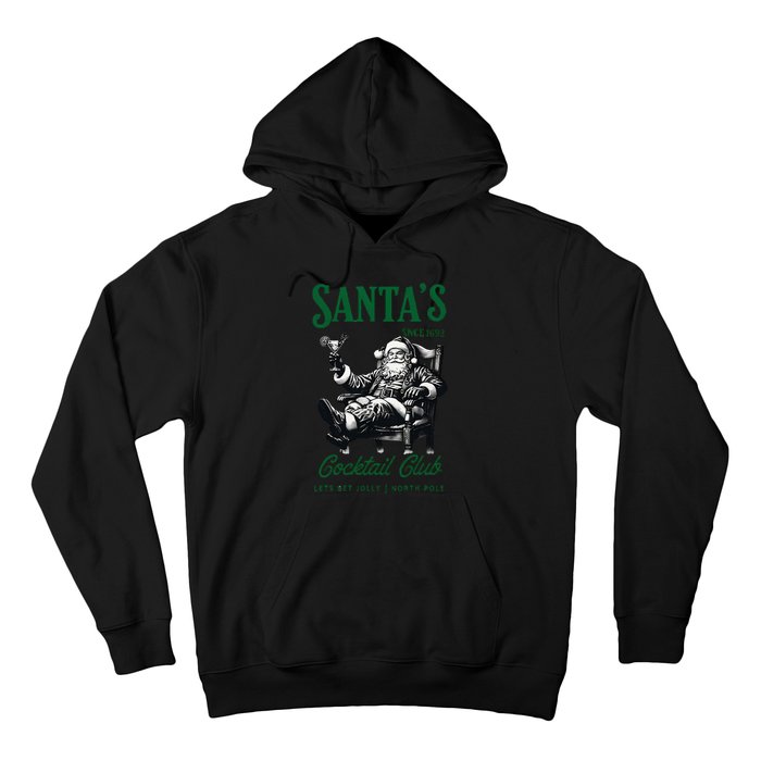 Santas Cocktail Club Vintage Santa Christmas Vibes Holiday Hoodie