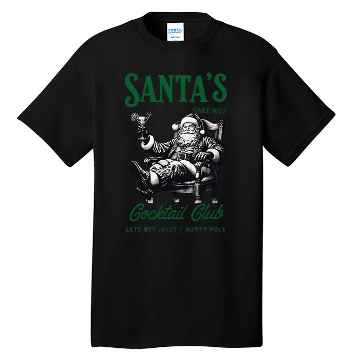 Santas Cocktail Club Vintage Santa Christmas Vibes Holiday Tall T-Shirt