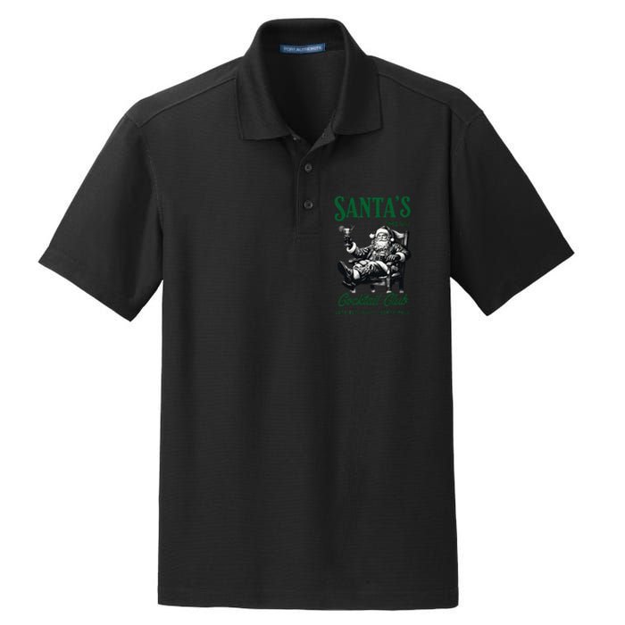 Santas Cocktail Club Vintage Santa Christmas Vibes Holiday Dry Zone Grid Polo