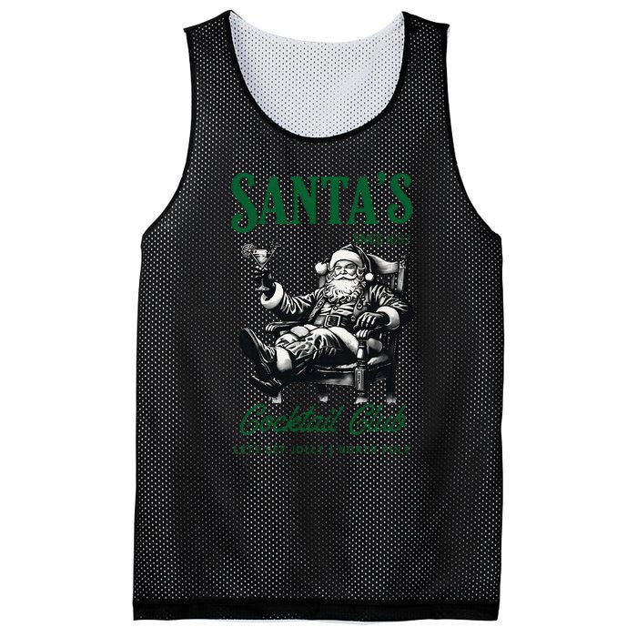 Santas Cocktail Club Vintage Santa Christmas Vibes Holiday Mesh Reversible Basketball Jersey Tank