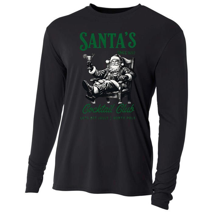 Santas Cocktail Club Vintage Santa Christmas Vibes Holiday Cooling Performance Long Sleeve Crew