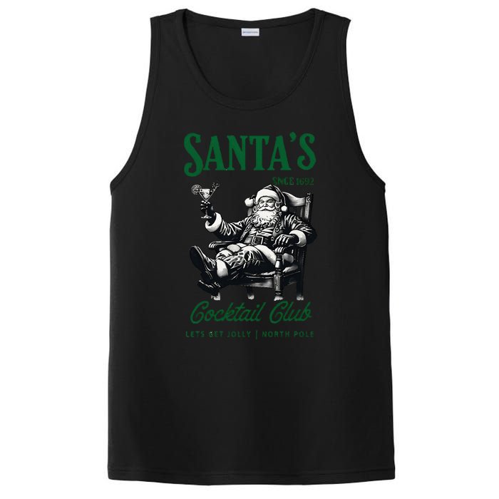 Santas Cocktail Club Vintage Santa Christmas Vibes Holiday PosiCharge Competitor Tank